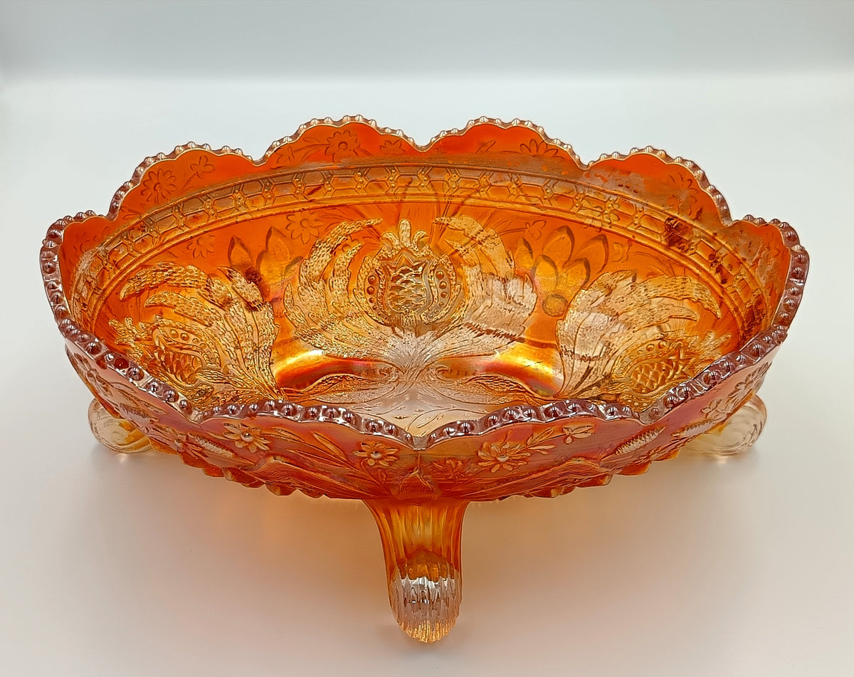 Fenton Thistle Carnival Glass Banana Boat, Marigold, photo 4 of 9