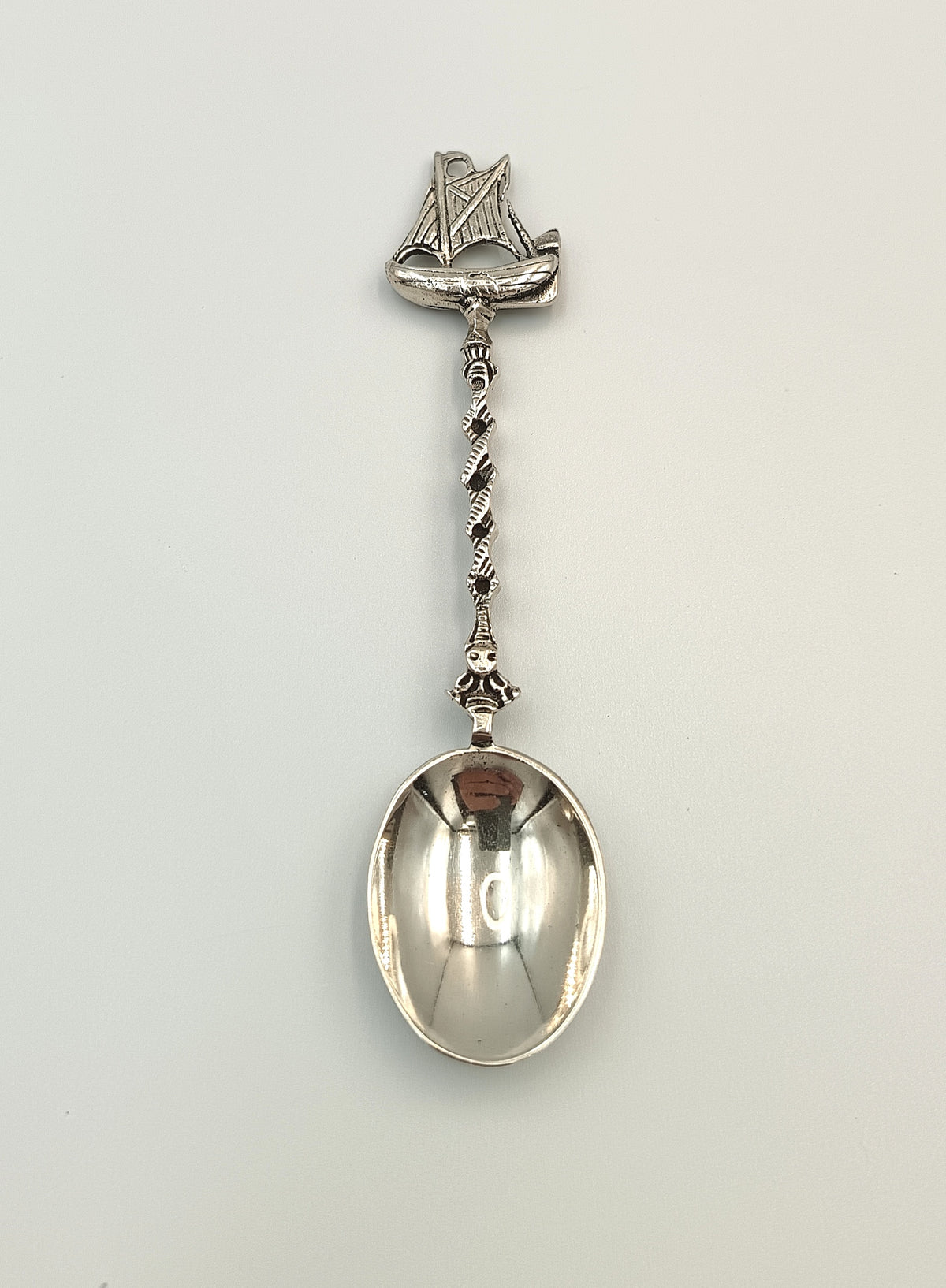 Dutch Silver | Sailing Ship Finial | Twisted Stem Teaspoon | Netherlands | Late 19th–Early 20th Century