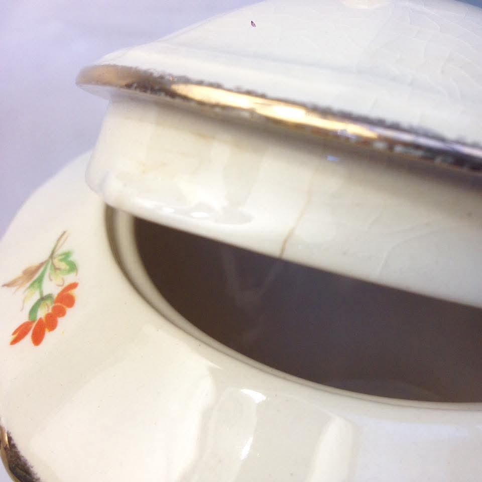 Alfred Meakin Floral Teapot — Meadow Bouquet on Ivory, Art Deco Form, England, c.1907–1930