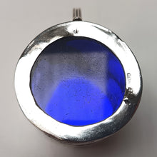 Load image into Gallery viewer, Antique Hallmarked Sterling Silver Lidded Salt Cellar with Bristol Blue Glass Liner – Birmingham, 1910
