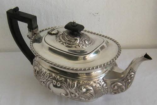 Sheffield Silver Plate | Five-Piece Tea & Coffee Service with Tray | Repousse Foliate Decoration | England | c.1890–1920