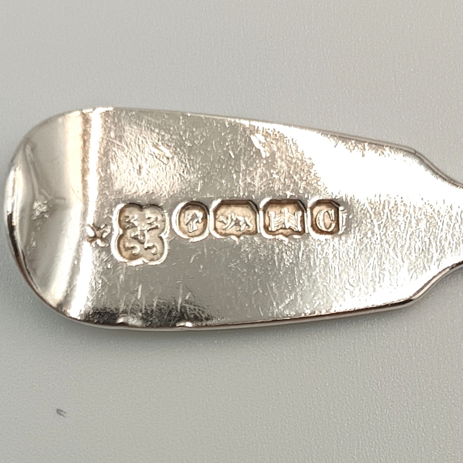 James & Josiah Williams | Fiddle Pattern | Sterling Silver Salt Spoon | Exeter 1859