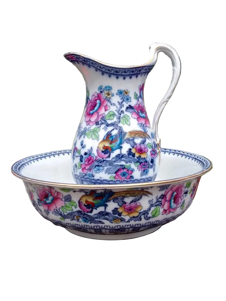 Keeling & Co. Ltd | Losol Ware | Shanghai | Washbowl and Jug | Semi-Porcelain | Burslem, England | c.1912–1936