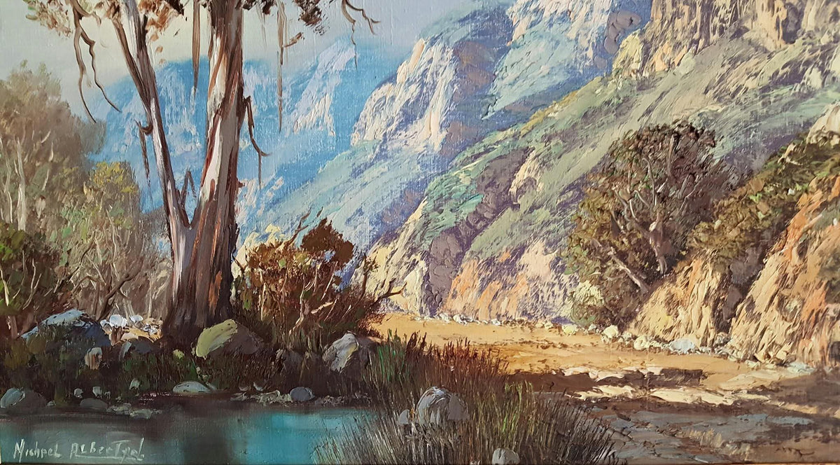Michael Albertyn (Senior) | Cape Mountain River Landscape | Oil on Canvas | Signed Lower Left | Twentieth Century