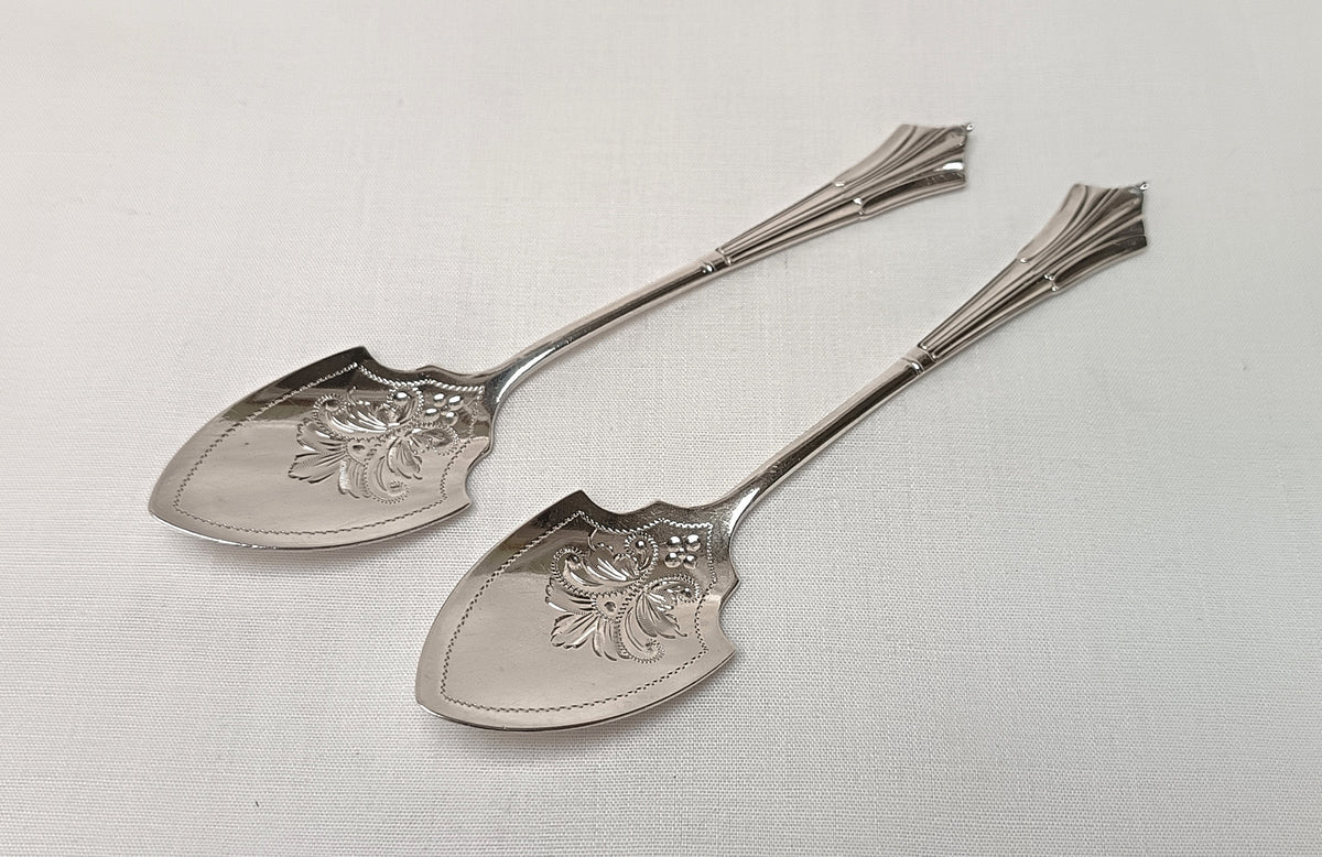 Joseph Rodgers & Sons | Fan-Handle Preserve Spoons | Sterling Silver | Pair | Sheffield 1903