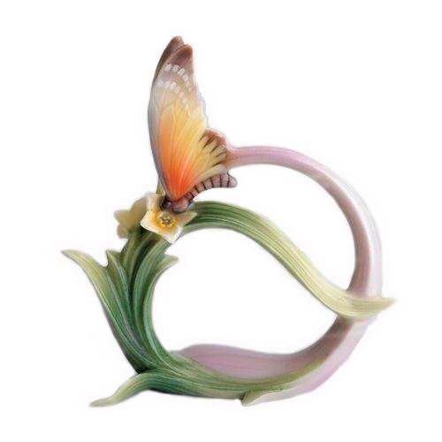 Franz Papillion Butterfly Napkin Rings – Set of 2, Handcrafted Porcelain (Boxed)