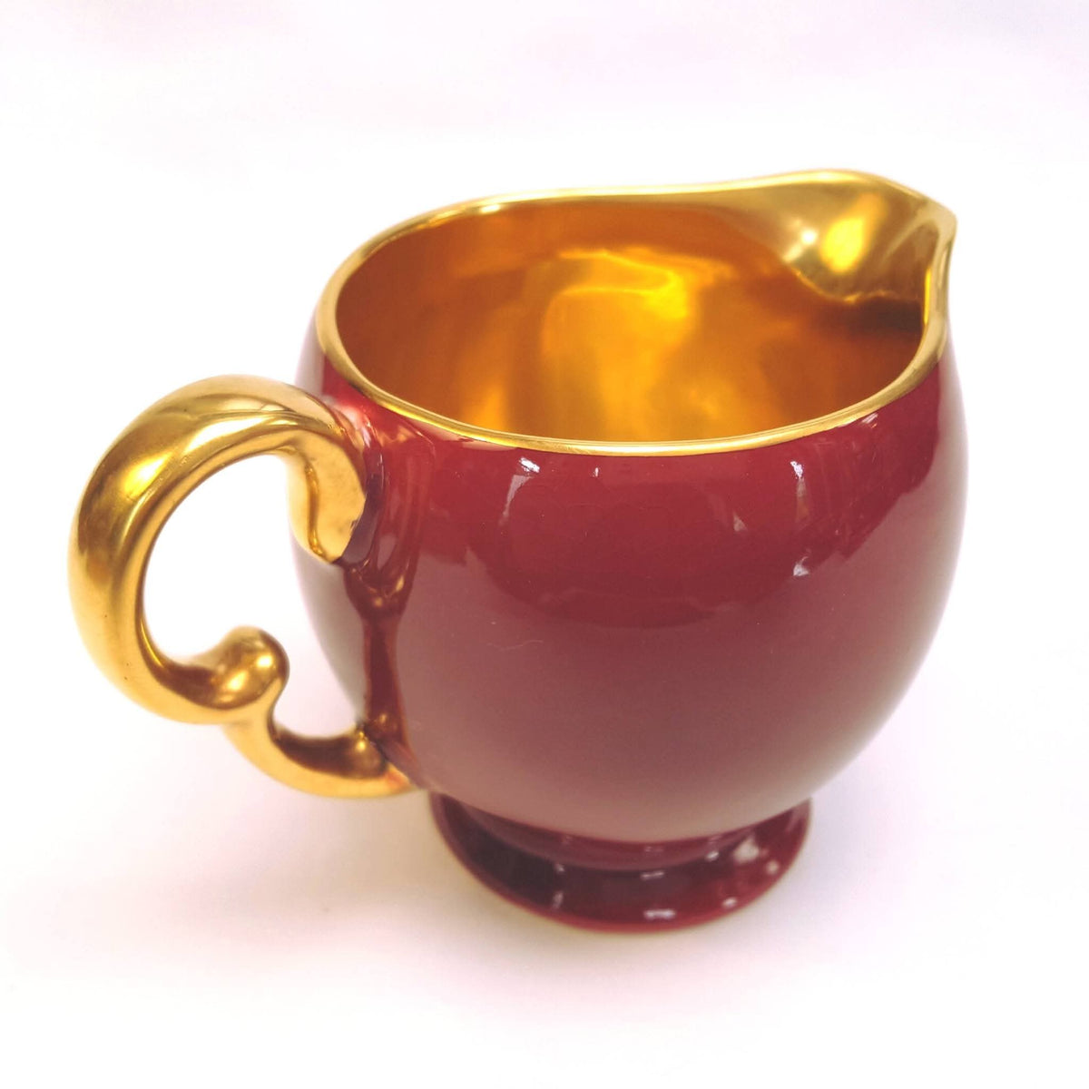 Crown Devon | Fielding's | Lynton Shape | Art Deco Burgundy & Gold Coffee Service | 15 Pieces | Rd Applied For | Pattern 3184 | Circa Late 1920s–1930s | England | Excellent Unused Condition