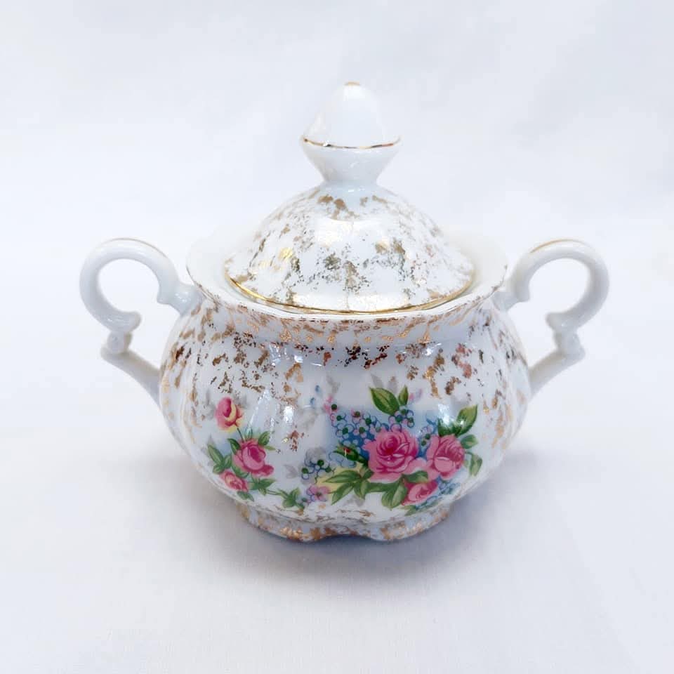 Elegant Vintage Swan China Hand-Painted Floral Tea Set with Gilded Detail