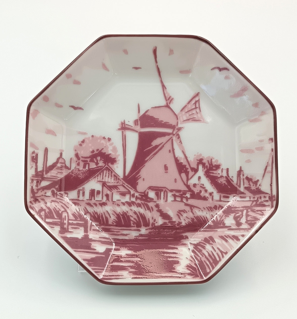 Oude Molen Fabriek B.V. | Dutch Landscape | Octagonal Trinket Dish | Transfer-Printed Porcelain | Holland, 20th Century