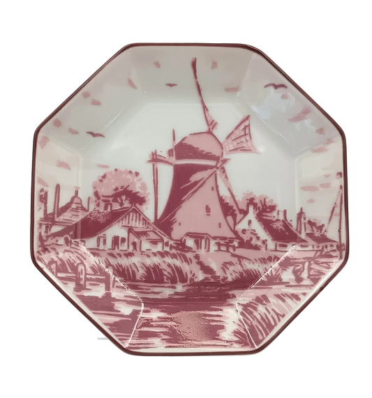 Oude Molen Fabriek B.V. | Dutch Landscape | Octagonal Trinket Dish | Transfer-Printed Porcelain | Holland, 20th Century