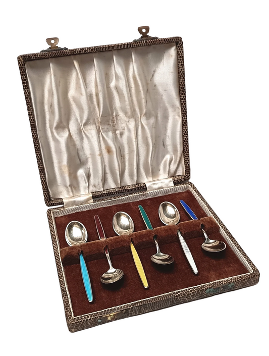 Mid-Century Norwegian Hallmarked Sterling Silver Spoon Set