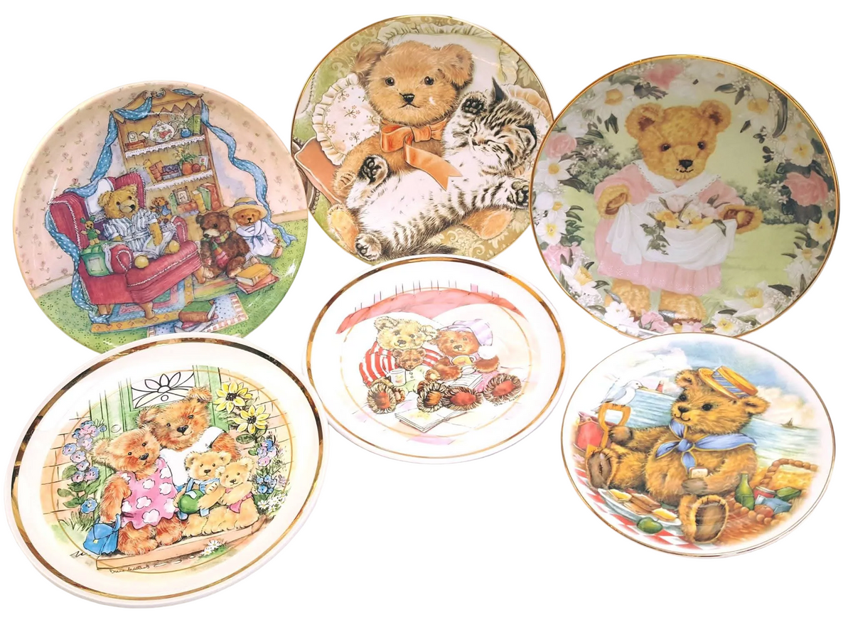 Various Makers | Teddy Bear Cabinet Plates | Collection of Six | Circa 1980s–1990s
