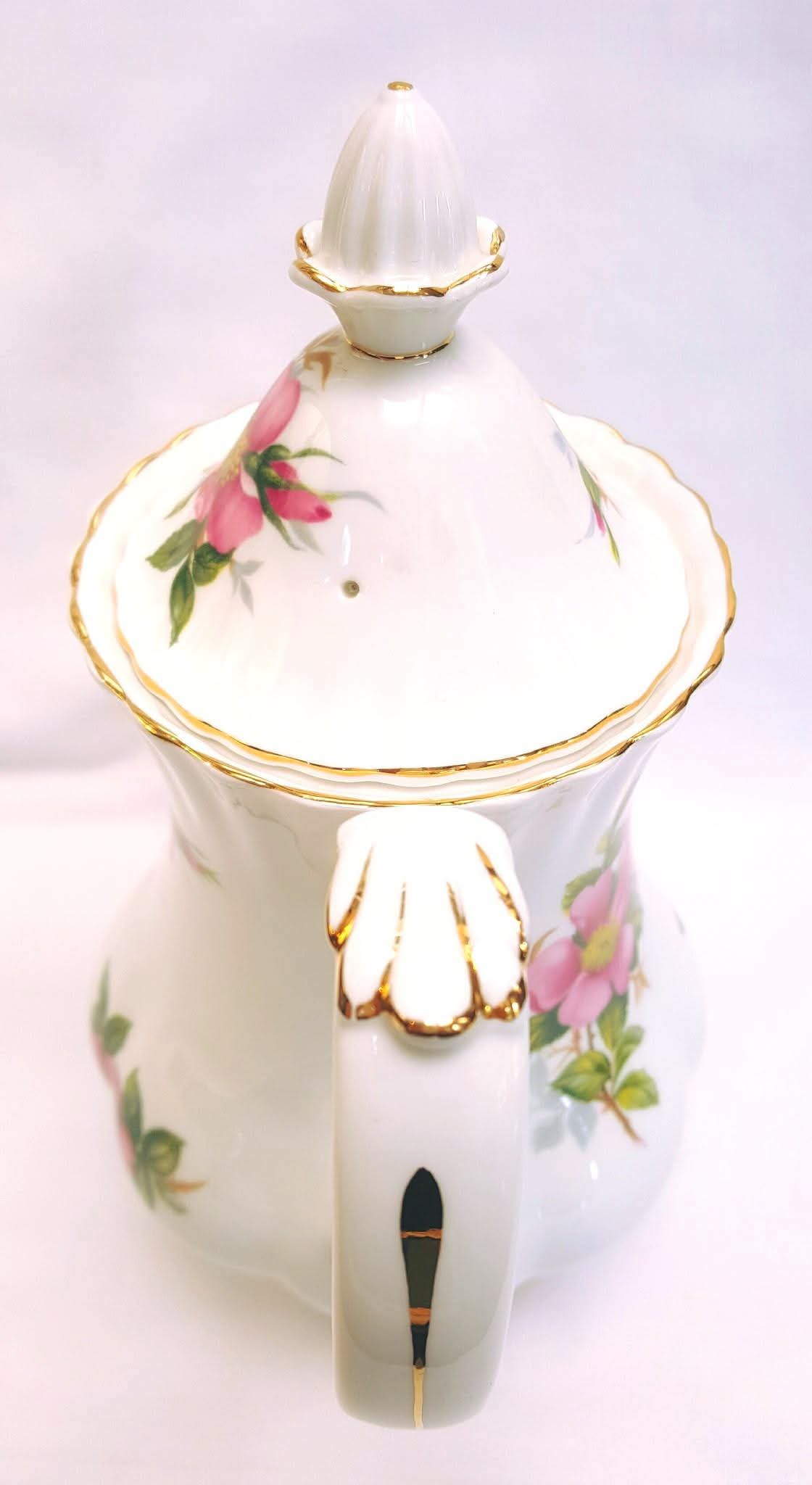 Royal Albert | Prairie Rose | Coffee Pot, Milk Jug & Sugar Bowl | Three-Piece Coffee Grouping | 1950s–1960s