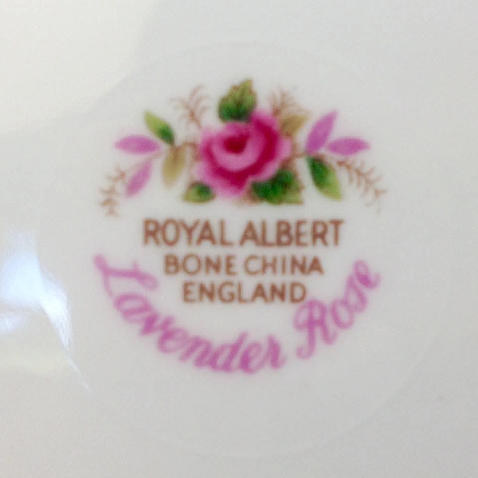 Royal Albert 'Lavender Rose' Bone China Trios — Pink Roses & Gilt Lace Scrollwork on White, England, c.1950s–1970s — Set of Three