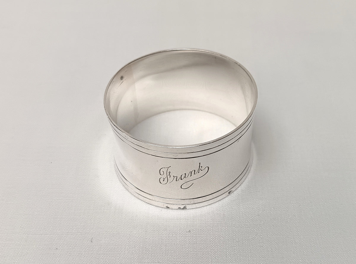 Continental Sterling Silver Serviette / Napkin Ring
Monogrammed “Frank” | 35g