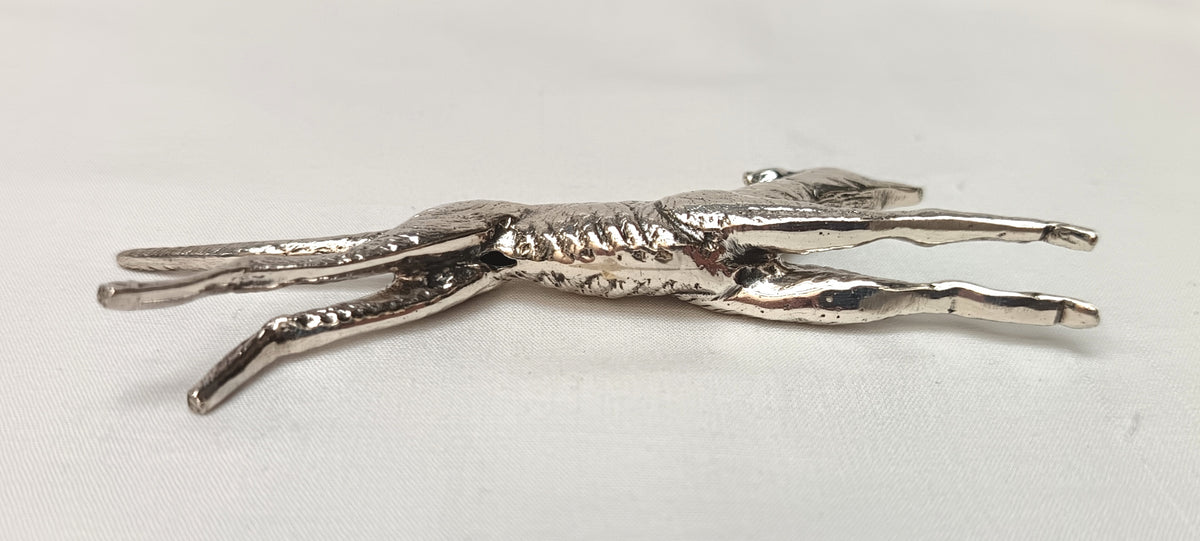 Unmarked Silver | Running Greyhound Figurine | Hand-Cast | Antique