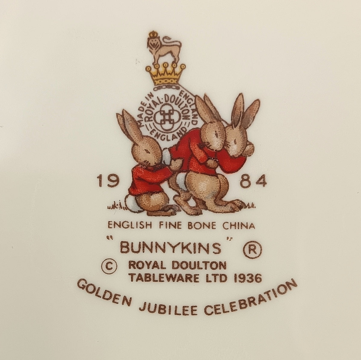 Royal Doulton | Bunnykins | Breakfast Bowl | Fine Bone China | England, 1984 — Golden Jubilee Celebration
