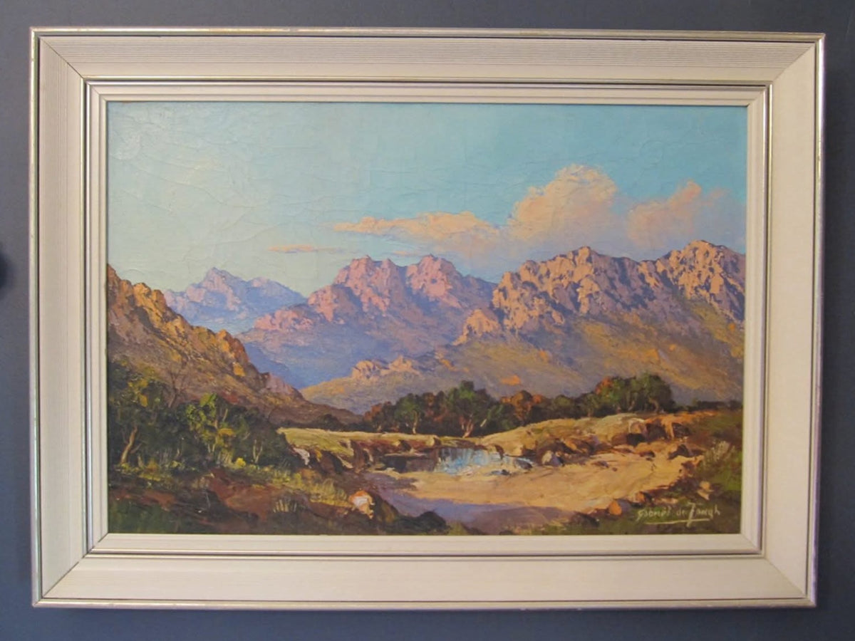 Gabriel de Jongh | Cape Mountain Landscape with River | Oil on Canvas | South Africa | 20th Century