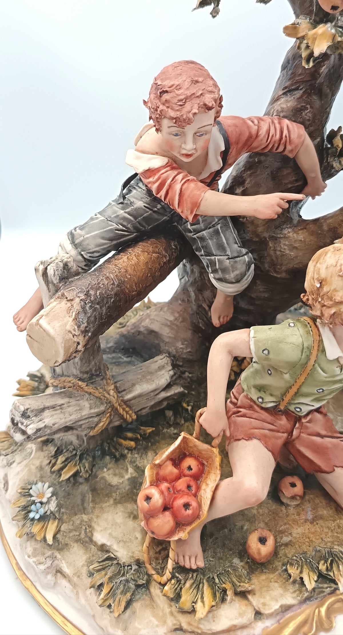 Lorenzo | La Sorpresa (The Surprise) | Large Capodimonte Figural Group | Hand-Painted Porcelain | Italy, 20th Century