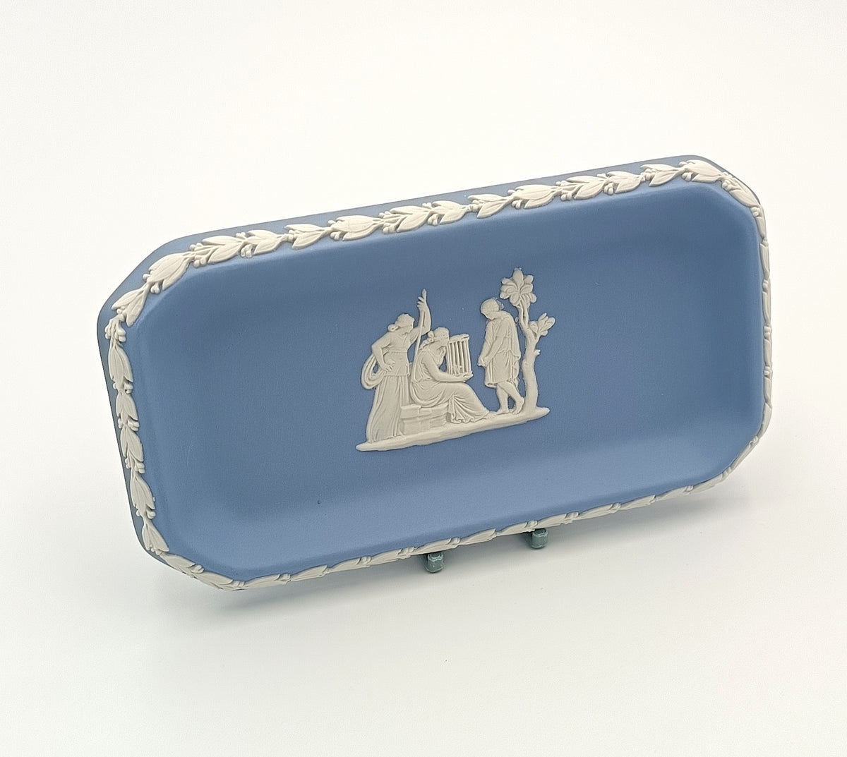 Wedgwood | Jasperware | Rectangular Tray | Light Blue | Classical Figures in Bas-Relief | England | 1963