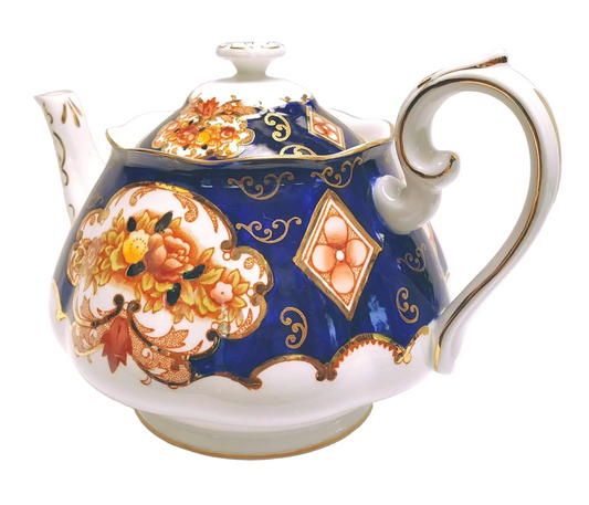 Royal Albert 'Heirloom' Pattern No. 4534 | Large 6–8 Cup Teapot | English Bone China | Imari Cobalt Blue, Burnt Orange & 22ct Gold | Made in England | Mint Condition