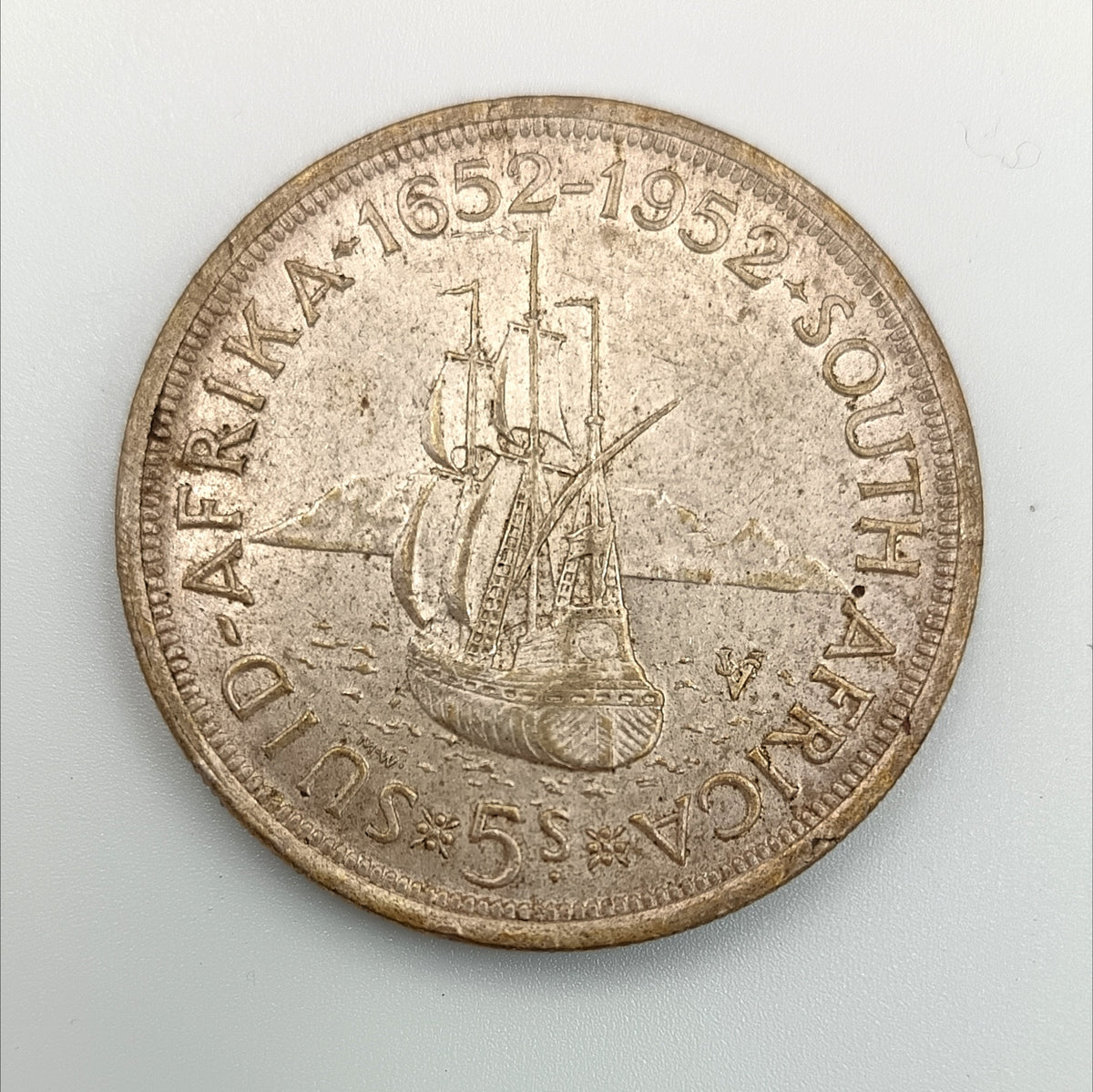 South Africa 1952 Silver 5 Shillings | Van Riebeeck Tercentenary | George VI | Extremely Fine