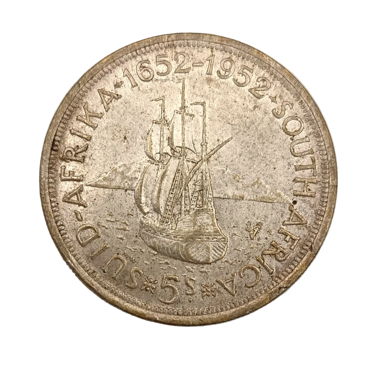 South Africa 1952 Silver 5 Shillings | Van Riebeeck Tercentenary | George VI | Extremely Fine