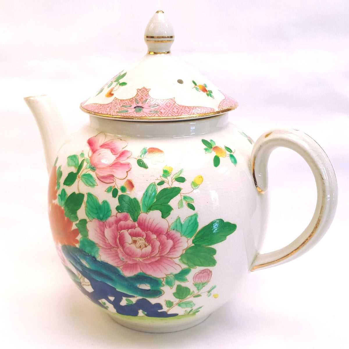Booths | Mandarin | Six-Cup Teapot & Two Trios | Transferware Chinoiserie with Hand-Applied Colour | Circa 1906