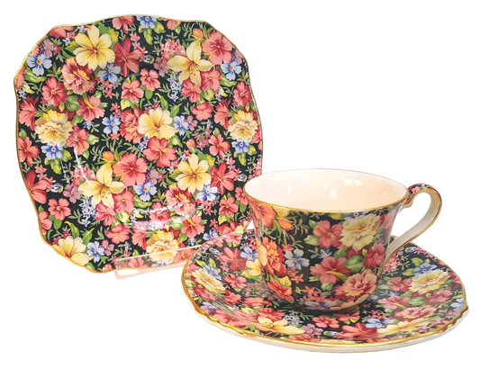 Grimwades Royal Winton | Florence Chintz | 1995 Revival Production | Trio — Cup, Saucer & Side Plate | Mint Unused Condition