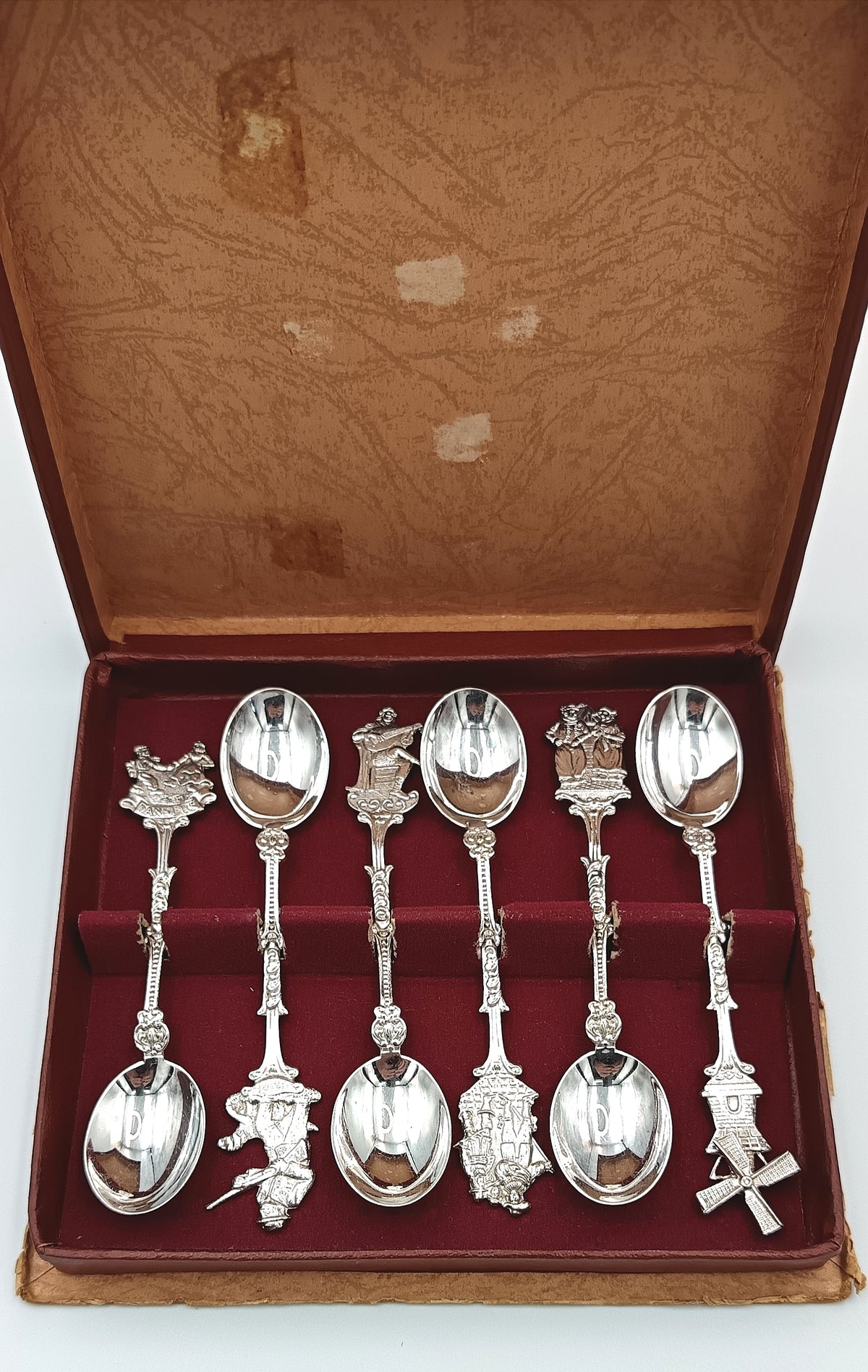 EPNS | Dutch Motif Figural Teaspoons | Set of Six | Original Presentation Case | Made in Holland | Mid-20th Century
