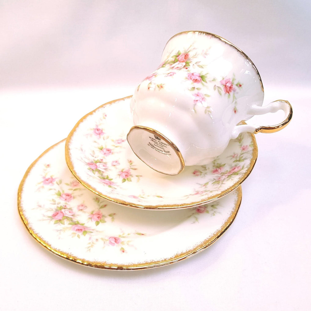Royal Albert | Victoriana Rose | Five Trios | Teacup, Saucer & Side Plate | Pattern Copyright 1966