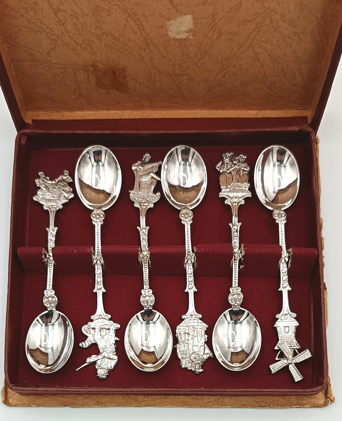 EPNS | Dutch Motif Figural Teaspoons | Set of Six | Original Presentation Case | Made in Holland | Mid-20th Century