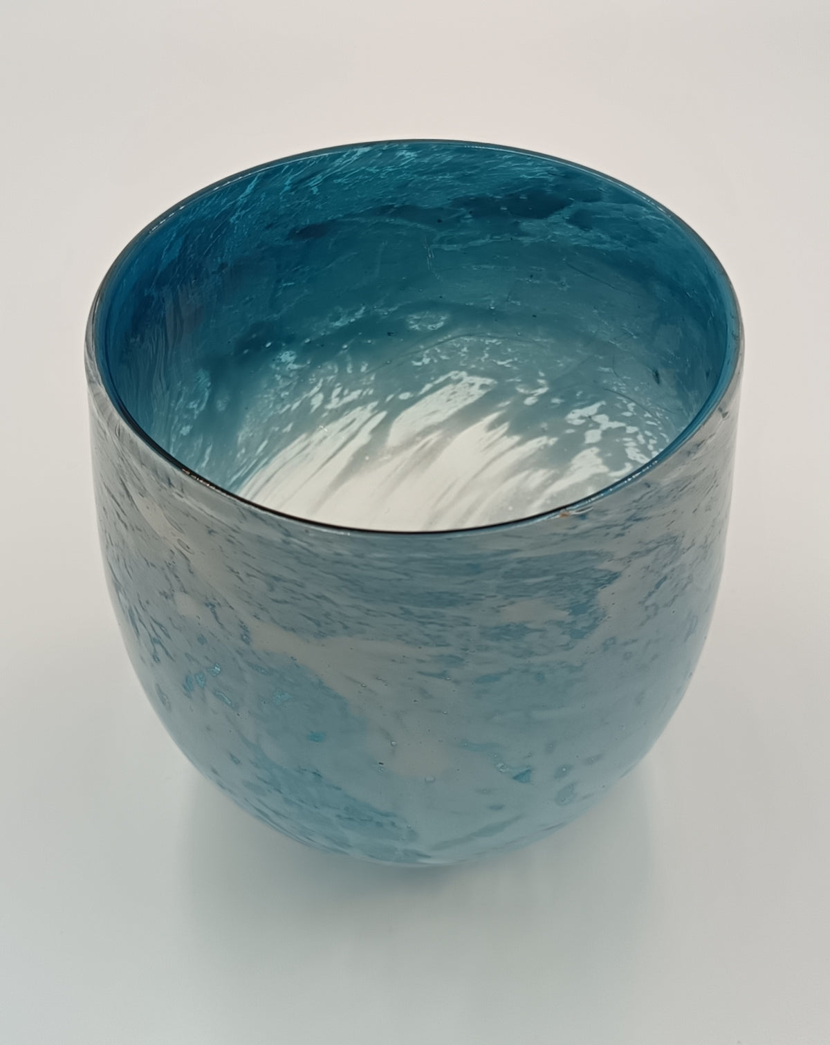Studio Glass | Hand-Blown Vessel | Blue and White Inclusions | Late 20th / Early 21st Century