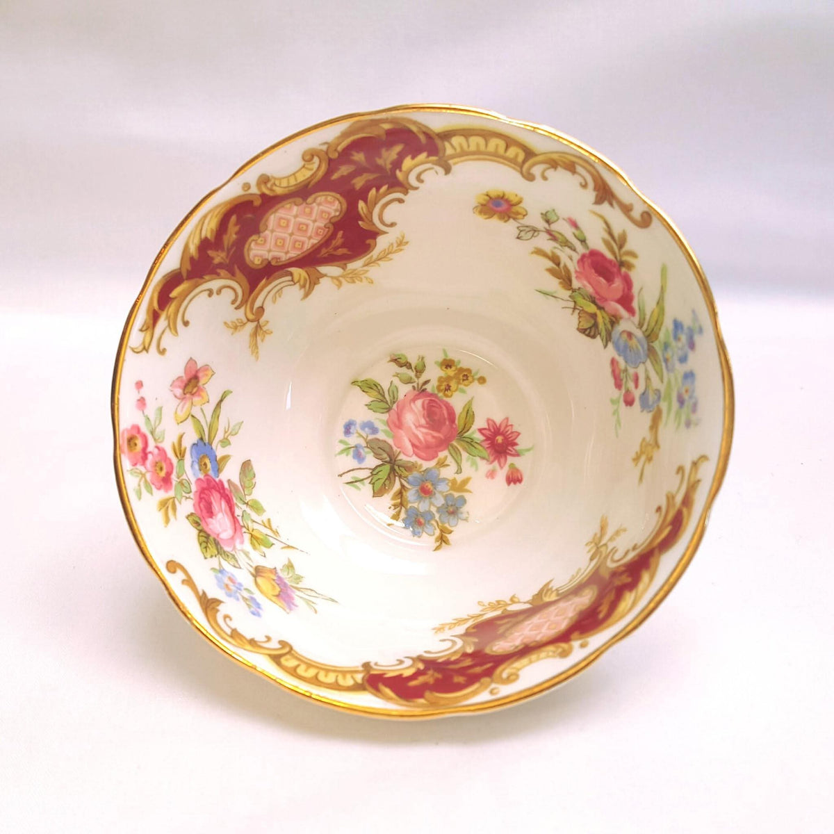 Tuscan Fine Bone China | Windsor | Coffee Set | Crimson & Gold Rococo | Circa late 1940s–1950s