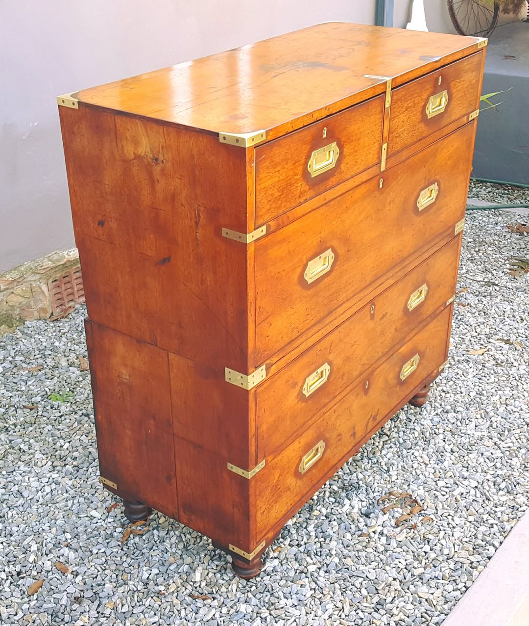 Victorian Military Campaign Chest | Two-Section Mahogany & Brass | c.1860