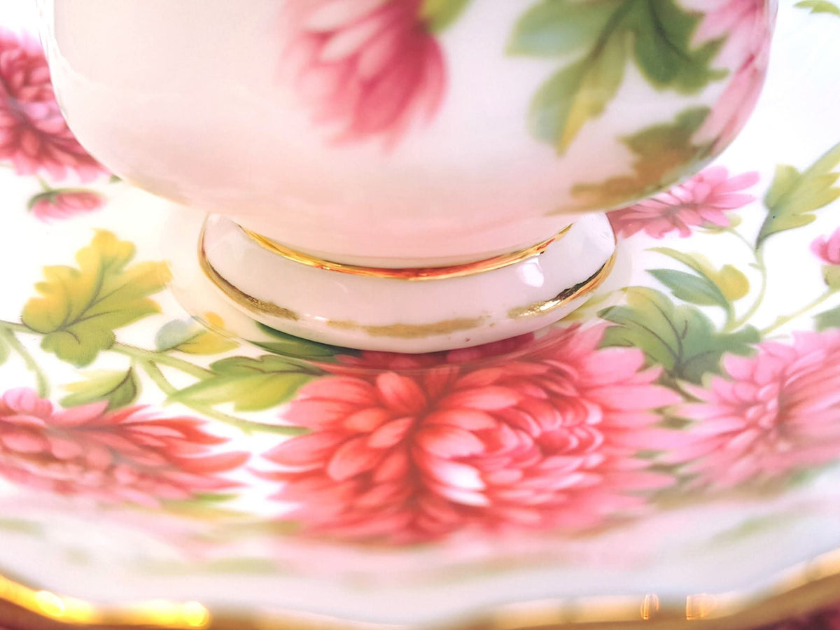 Royal Albert | Flower of the Month Series | November — Chrysanthemum | Full Trio & Miniature Duo | Bone China | England | Mint Unused Condition