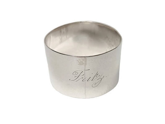 Antique Sterling Silver Napkin Ring — Birmingham 1918, Engraved "Fritz", 27g, Great War Era