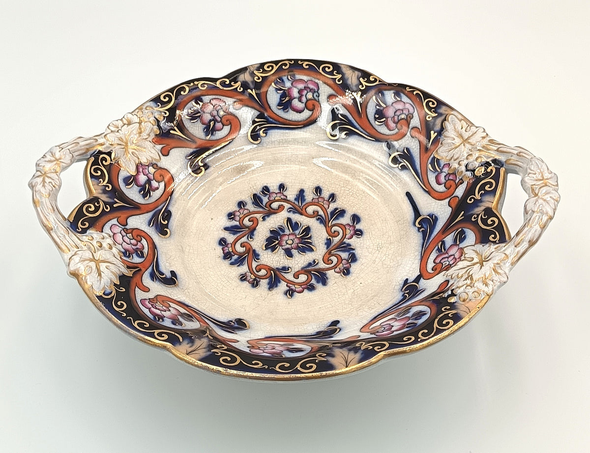 Staffordshire Earthenware | Imari Palette | Pair of Footed Dessert Compotes with Grape & Vine Handles | Pattern 6/2270 | England, c.1840–1865