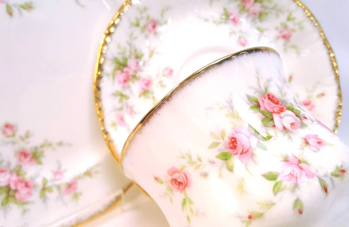 Royal Albert | Victoriana Rose | Five Trios | Teacup, Saucer & Side Plate | Pattern Copyright 1966