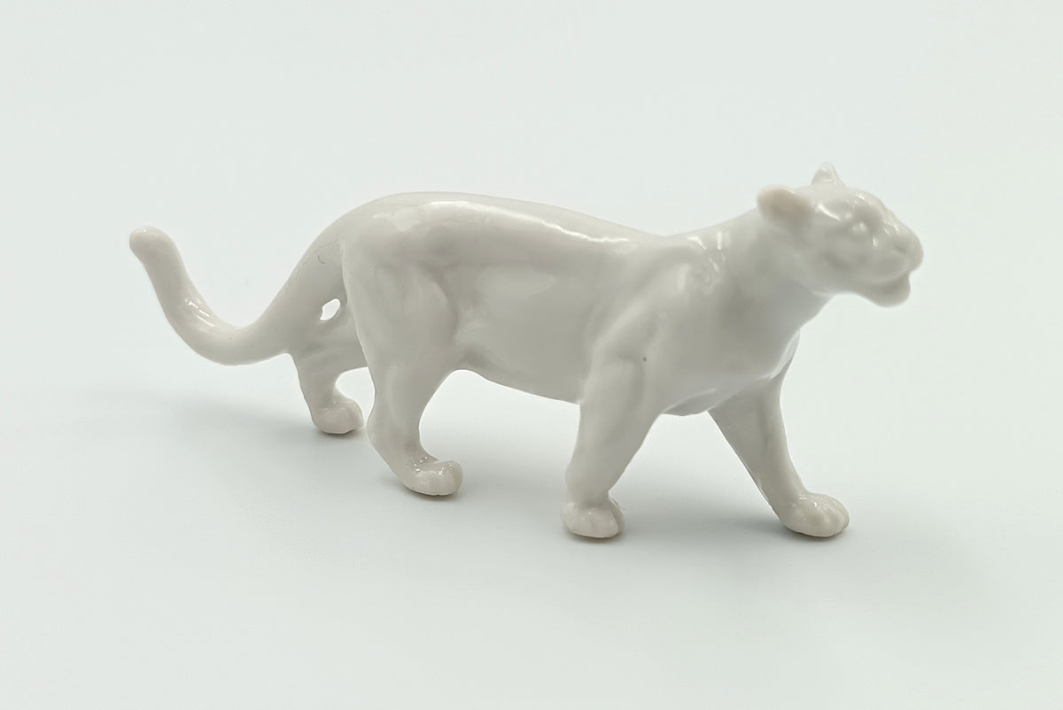 Rosenthal | White Porcelain Miniature Leopard Figurine | Prowling Pose | Selb-Plössberg | c.1953–1970s