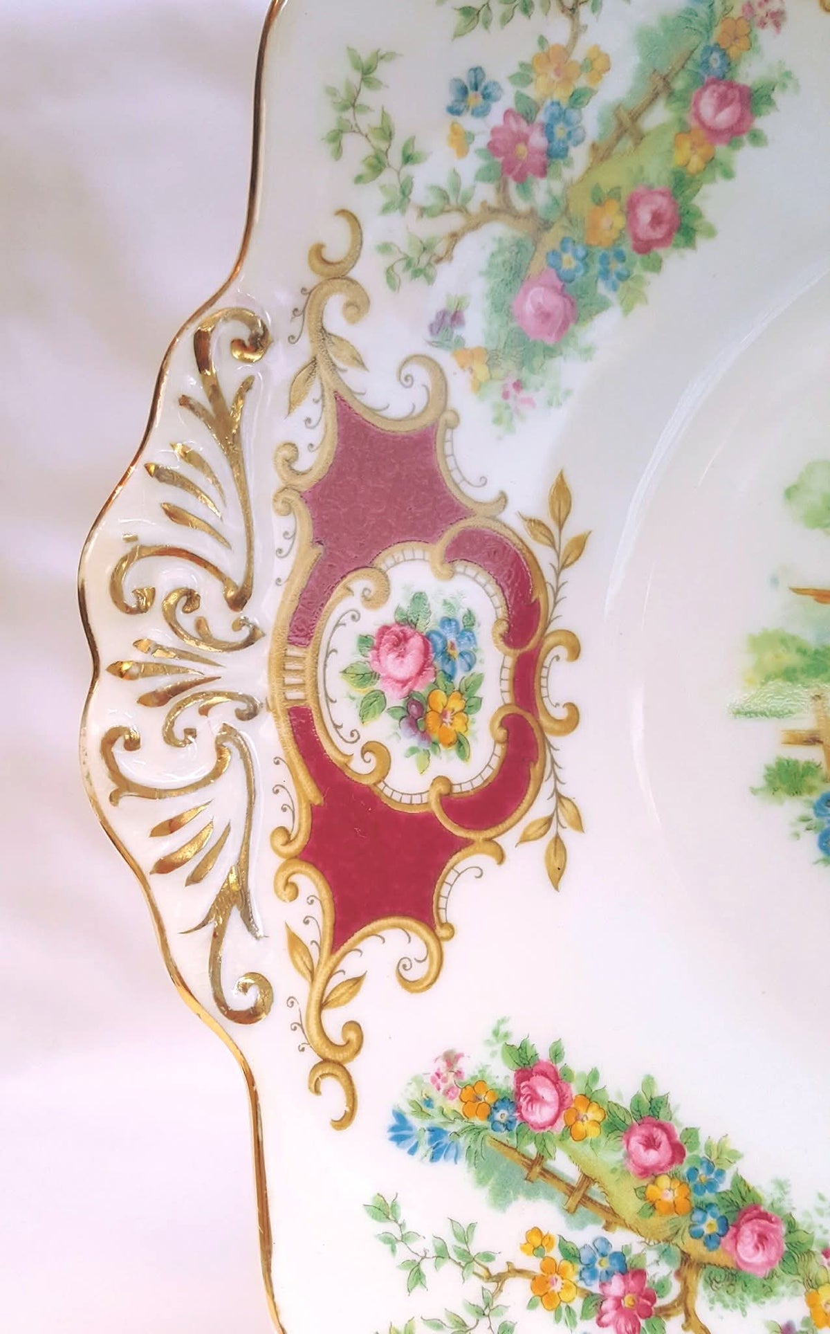 Foley China | Broadway Pattern | E. Brain & Co. Ltd. | Large Handled Cake Plate | English Bone China | Circa 1950s–1960s | Excellent Condition