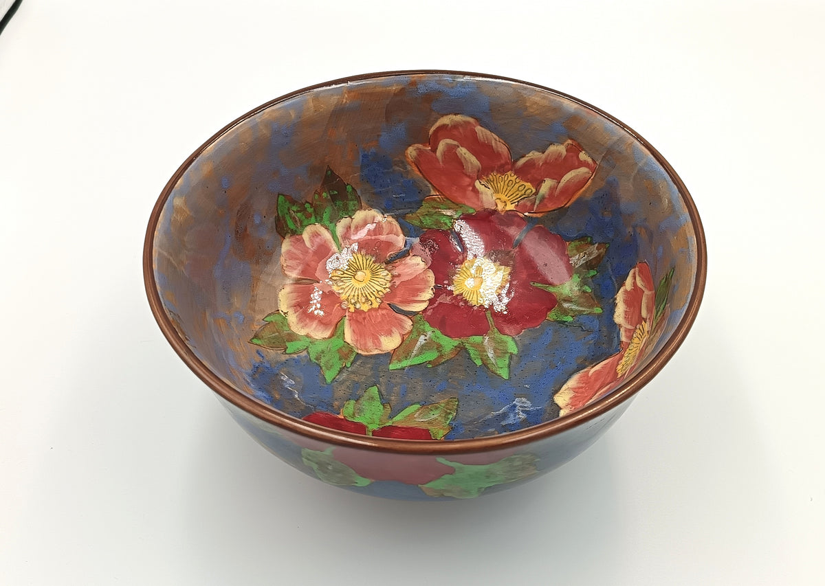 Royal Doulton | Wild Rose (D6227) | Winchester Footed Bowl | Hand-Painted Earthenware | Burslem, England, c.1940s