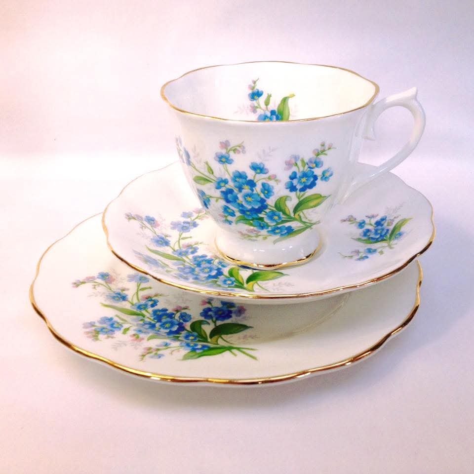 Royal Albert | Forget-Me-Not | Set of Five Trios | Bone China | England, c.1927–1959