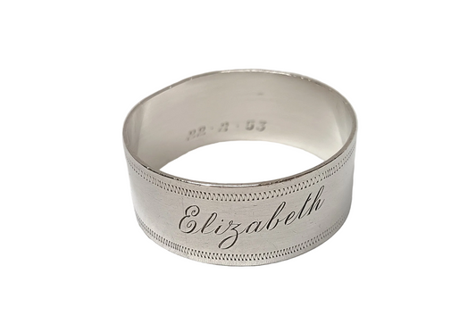 Norman Watson | Sterling Silver Napkin Ring | Engraved 'Elizabeth' | Dated 22·2·53 | South African Hallmarked
