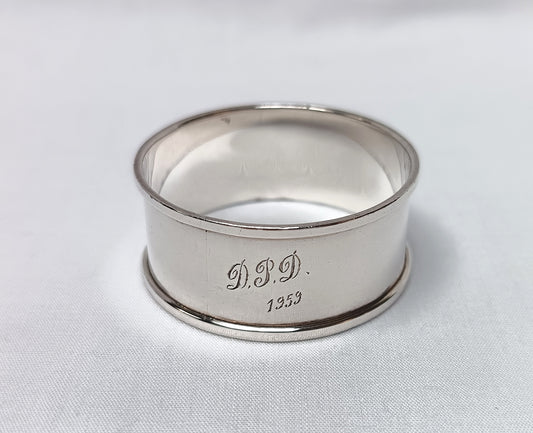 Rare South African Sterling Silver Napkin Ring — Norman Watson "Dick King" Durban 1953, Engraved D.P.D.
