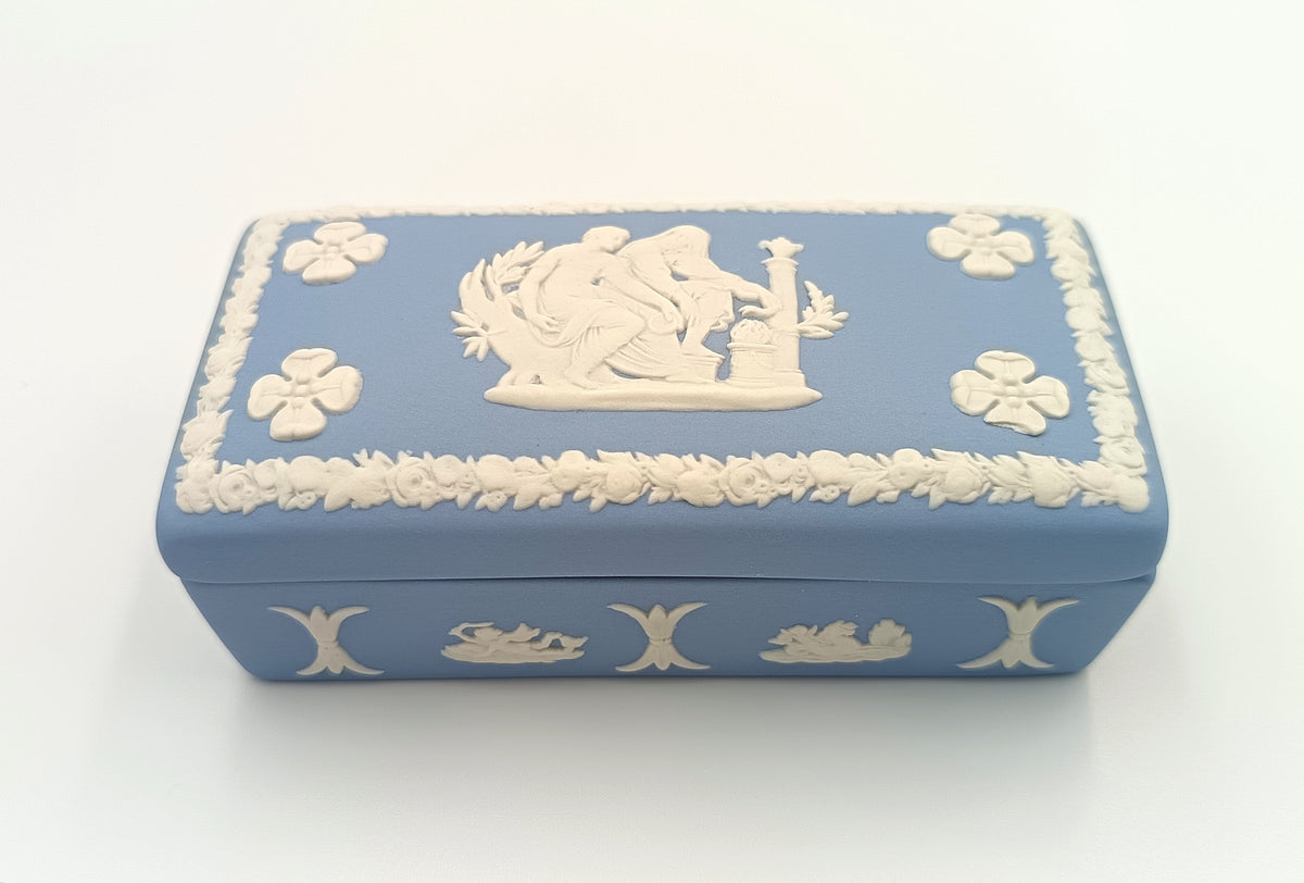 Wedgwood | Blue Jasperware | Rectangular Lidded Box | Made in England | 20th Century