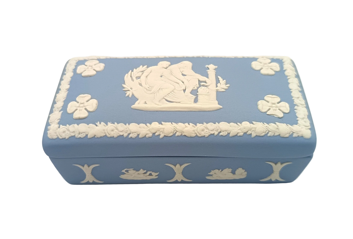 Wedgwood | Blue Jasperware | Rectangular Lidded Box | Made in England | 20th Century