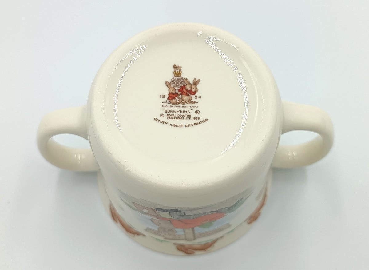 Royal Doulton | Bunnykins | Two-Handled Child's Mug | Fine Bone China | England, 1984 — Golden Jubilee Celebration