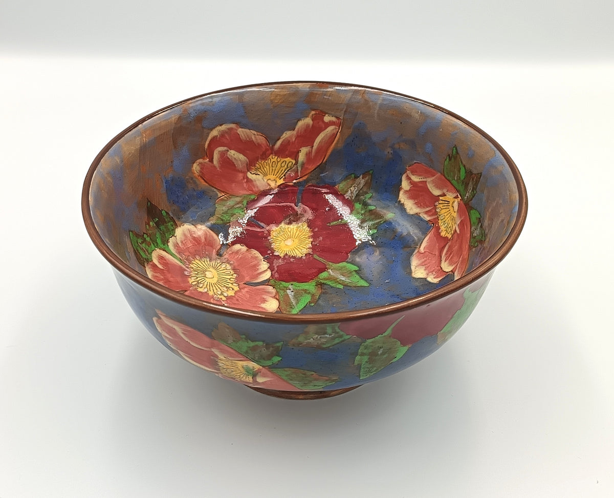 Royal Doulton | Wild Rose (D6227) | Winchester Footed Bowl | Hand-Painted Earthenware | Burslem, England, c.1940s