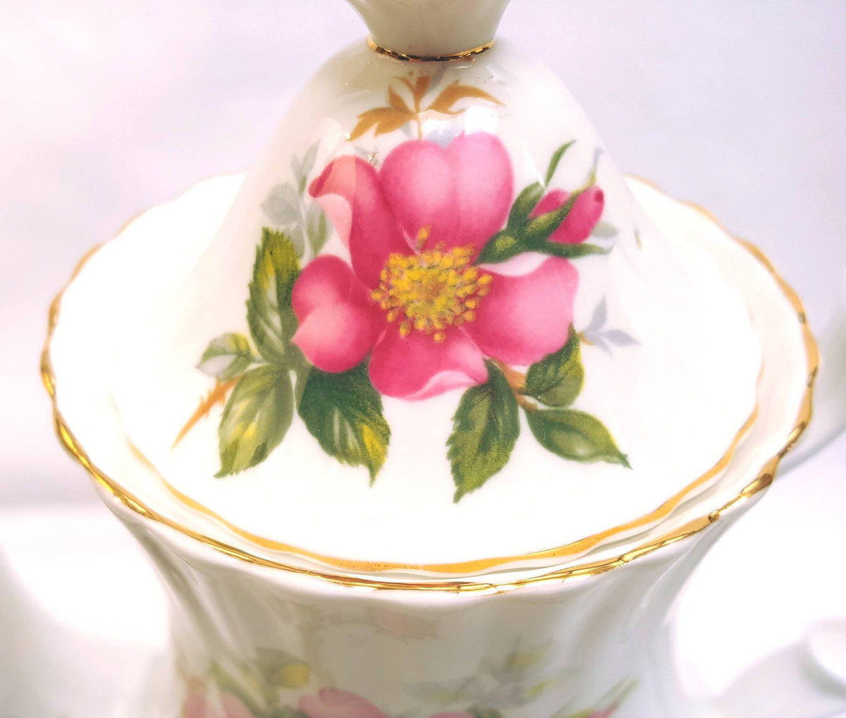 Royal Albert | Prairie Rose | Coffee Pot, Milk Jug & Sugar Bowl | Three-Piece Coffee Grouping | 1950s–1960s